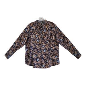 EDDIE BAUER Women's Plus XXL 2X Shirt Floral Button Up Wrinkle Resistant 48"